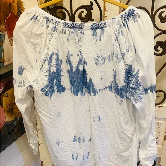 VINTAGE AMERICAN BLUES BOHO LONG SLEEVE TOP. - Picture 4 of 6